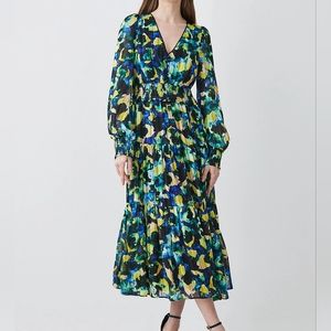 Karen millen Abstract V Neck WovenMaxi Dress sz 6